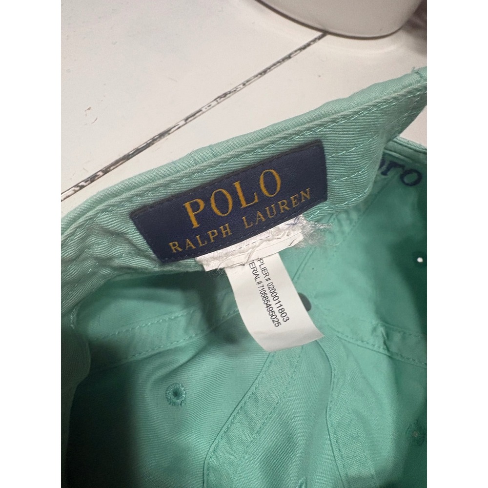 Polo Ralph Lauren Mint Green Baseball Cap Navy Pony Logo Adjustable Hat - Picture 7 of 7